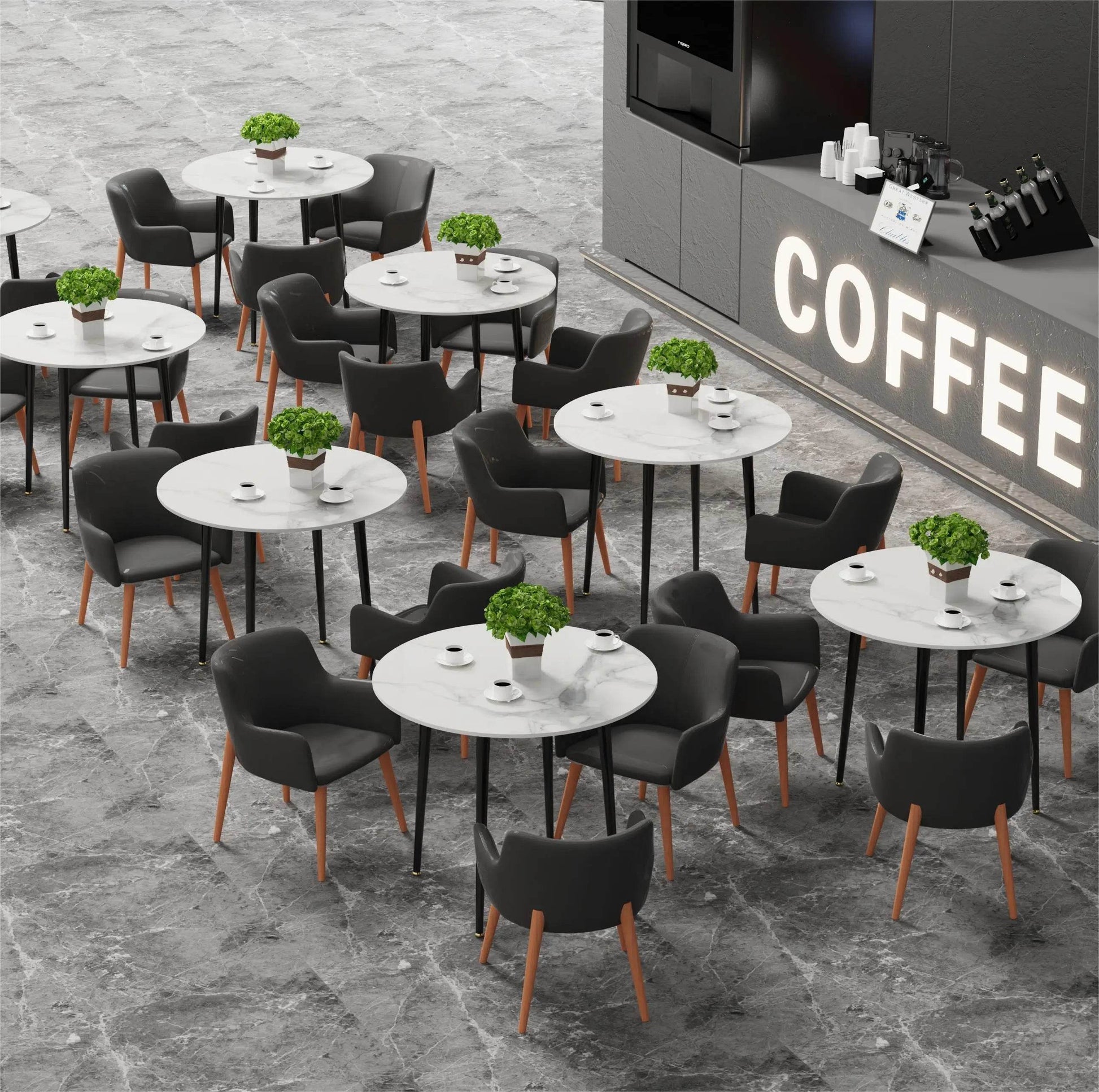 Modern Round Kitchen Dining Table Marble Top 80cm Diameter - Loft&Timber