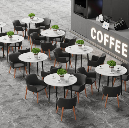 Modern Round Kitchen Dining Table Marble Top 80cm Diameter - Loft&Timber