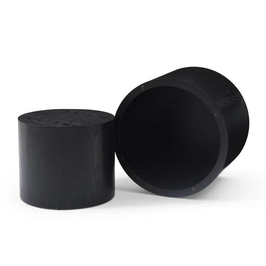 Round Coffee Table Set of 2 Nesting Coffee Tables, BLACK - Loft&Timber