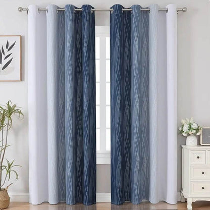 Blue and Grayish White Blackout Curtains 84 Inches Long - Loft&Timber