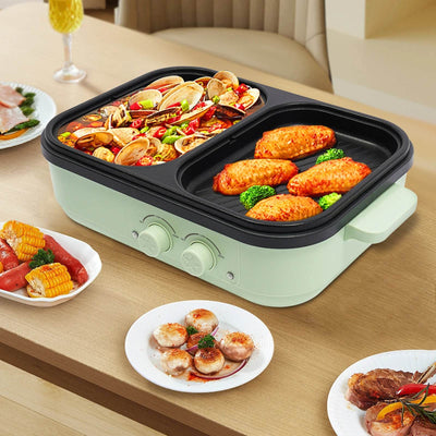 2-In-1 Electric Green Hot Pot,110V