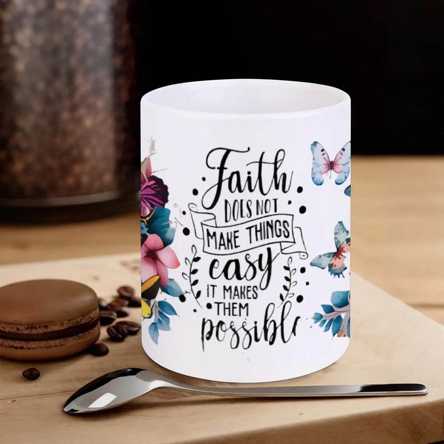 Faith Does Not Make Things Easy It Makes Them Possible2 Coffee Cups Ceramic, 11oz Coffeeware Teaware - Loft&Timber