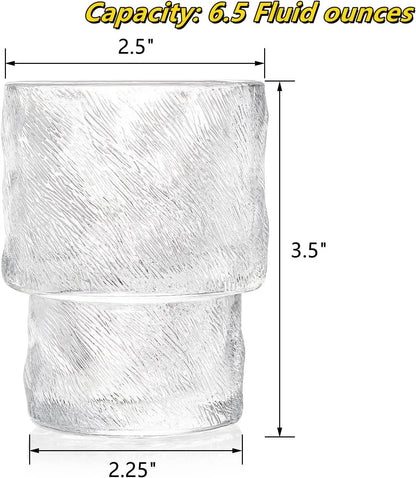 8 Pack Stackable Drinking Glasses, 6.5 OZ Romantic Lowball Cocktail Glasses - Loft&Timber