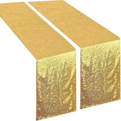 Gold Sequin Table Runners 12 x 72 inch, 16 Pack Glitter Fabrici - Loft&Timber