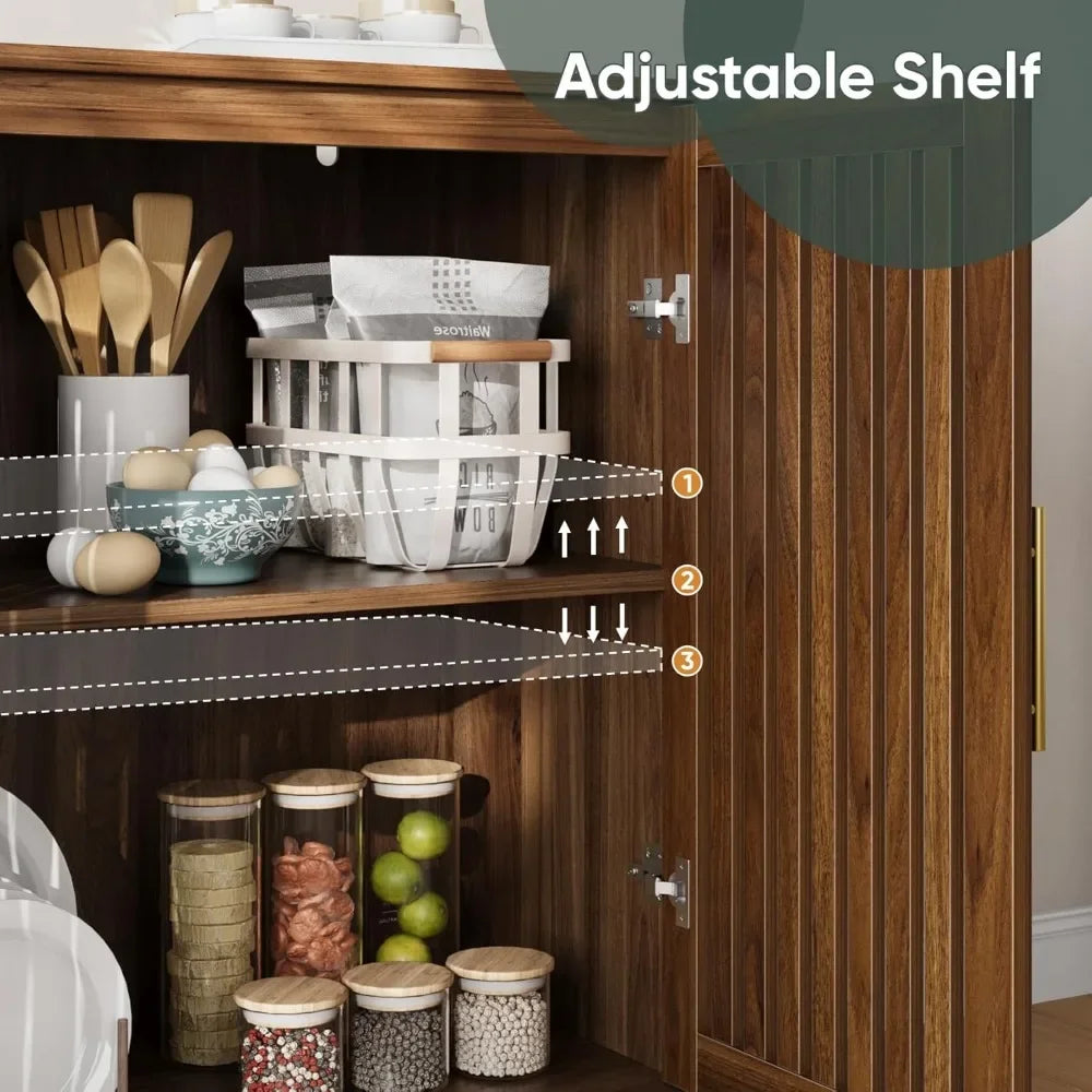 63" Long Sideboard Buffet with 4 Louvered Doors - Loft&Timber