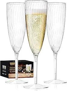 Plastic Champagne Flutes, 36 PCS Clear Disposable Wine Glasses Reusable Plastic Cocktail Cups - Loft&Timber
