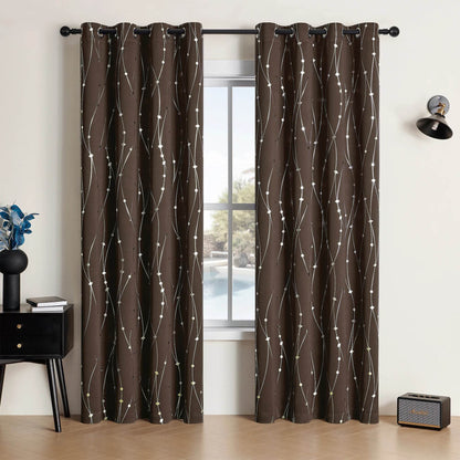 Pack Of 2 Sliver Print Blackout Curtains - Loft&Timber