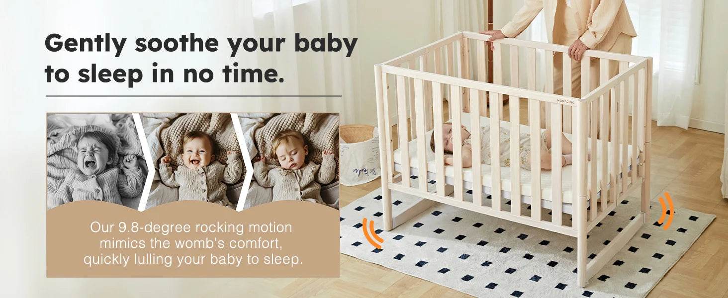 6-in-1 Mini Crib with Removable Wheels & Mattress - Loft&Timber