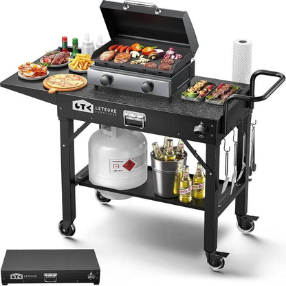 Portable Outdoor Folding Grill Table with Wheels for Blackstone Griddle and Ninja Grills - Loft&Timber