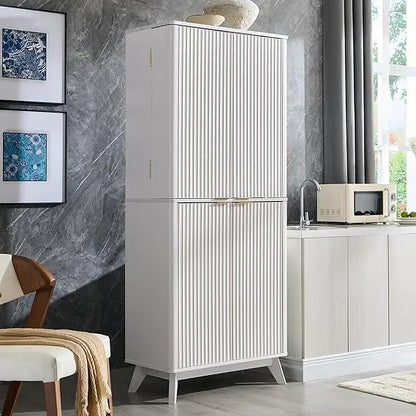 Fluted Kitchen Pantry, 72" Tall Mid Century Modern Storage Cabinet with Adjustable Shelves - Loft&Timber