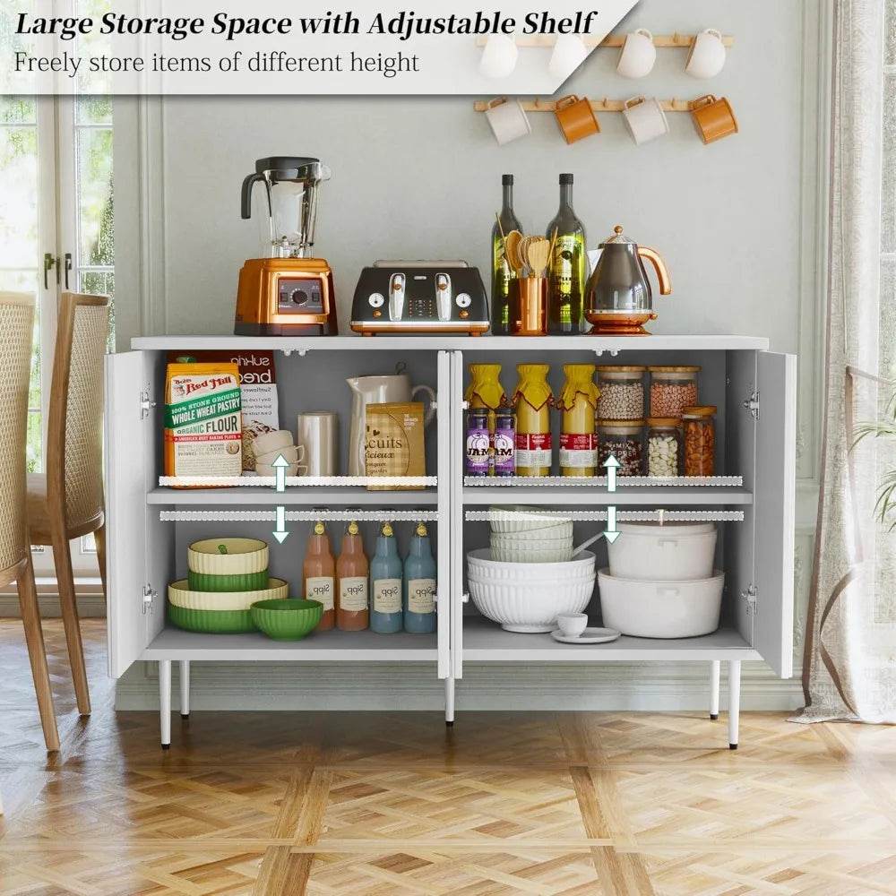 Sideboard Buffet Cabinet with 3D Flower; Accent Cabinet with 4 Doors - Loft&Timber
