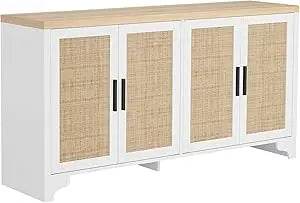 Natural Rattan Sideboard Buffet Cabinet with Storage - Loft&Timber