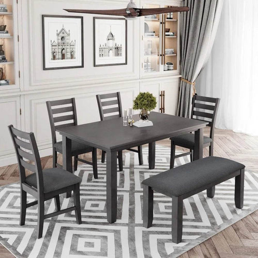 Wood 6-Piece Dining Table Set - Loft&Timber