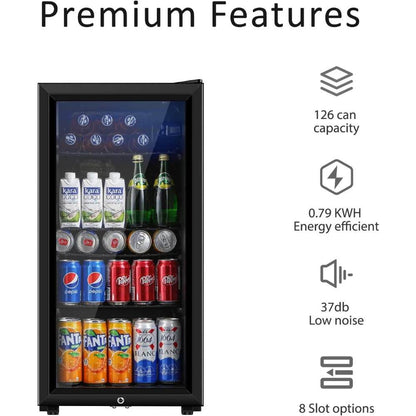 Beverage Refrigerator, 3.2 Cu.ft Mini Fridge with Double Glass Door - Loft&Timber