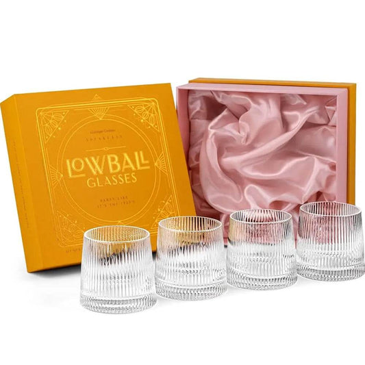 Vintage Art D Speakeasy Lowball Glasses, Set Of 4, 9 Oz