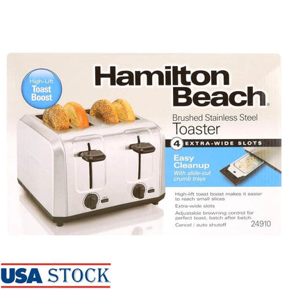 Brushed Stainless Steel 4 Slice Toaster - Loft&Timber