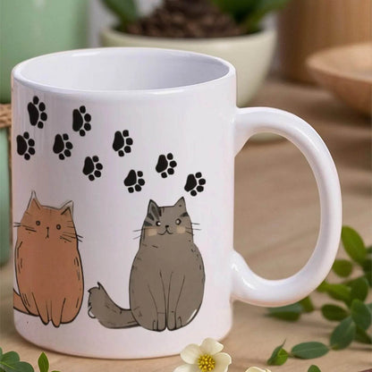 Four Cats With Paw Prints. Espresso Cups, 330ml Coffee Cups - Loft&Timber