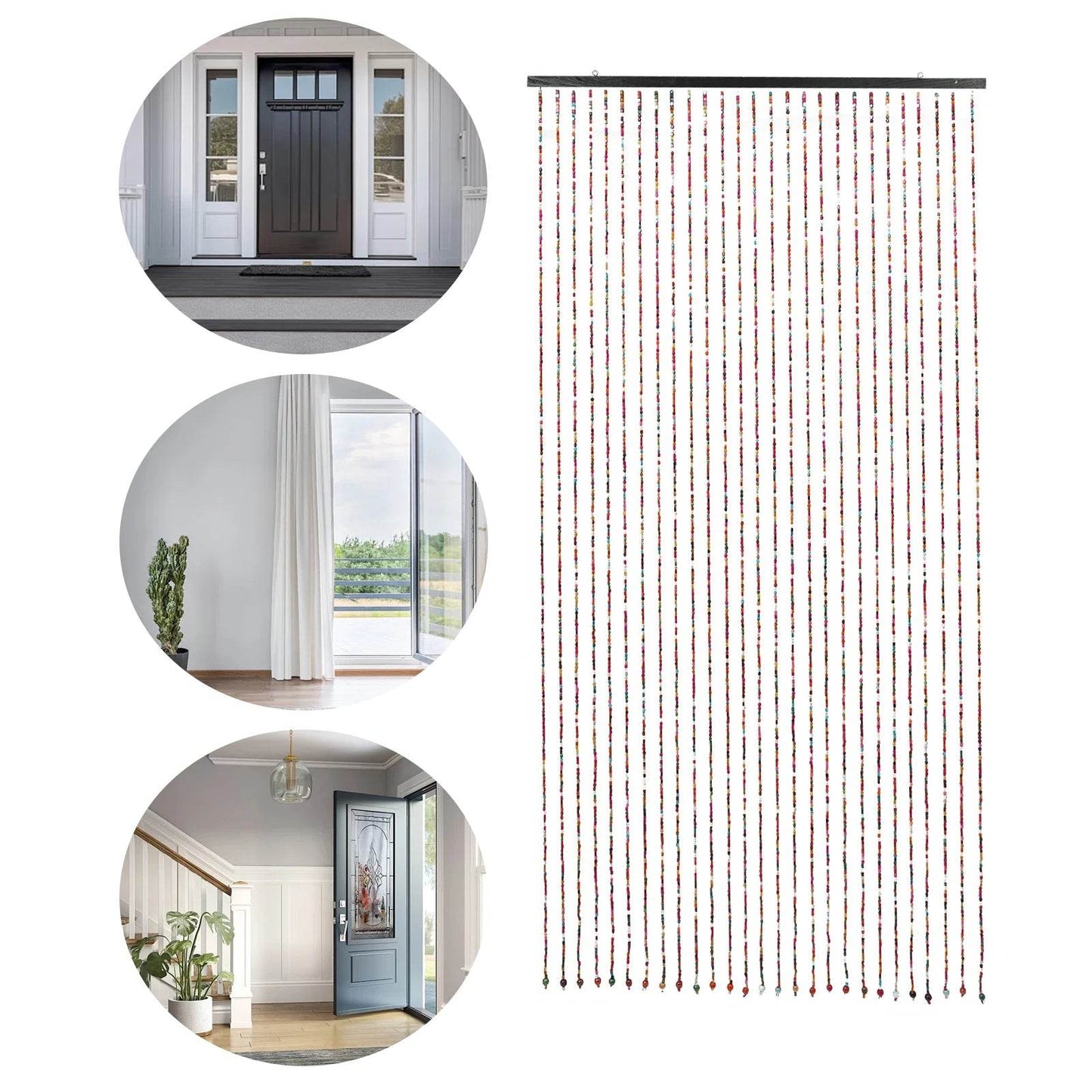 27 PCs Door Beaded Curtain, Bamboo Wooden Beaded - Loft&Timber