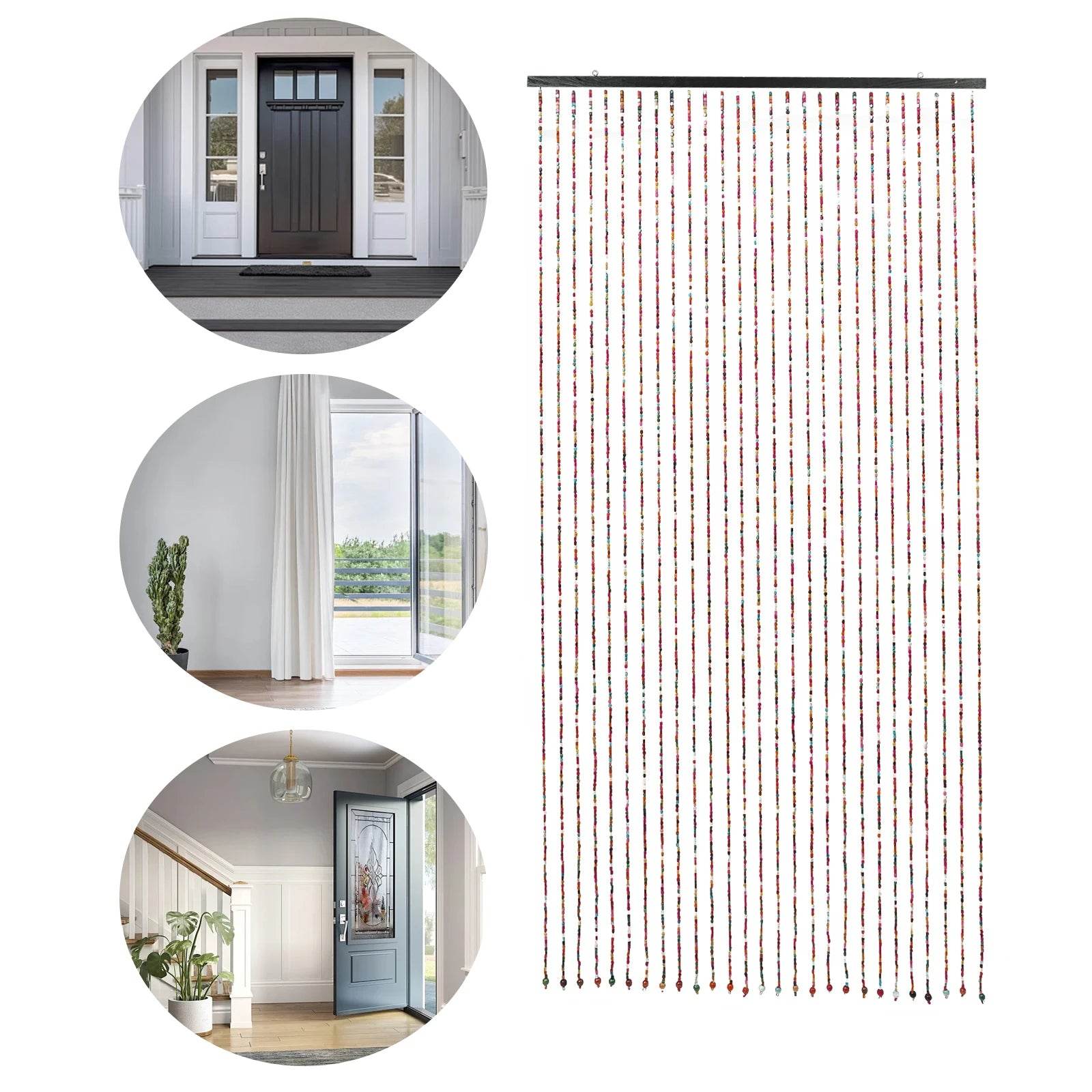 27 PCs Door Beaded Curtain, Bamboo Wooden Beaded - Loft&Timber