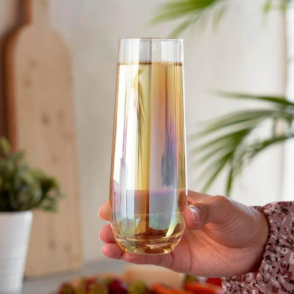 Lustrous Iridescent Stemless Champagne Glasses Set Colorful - Loft&Timber