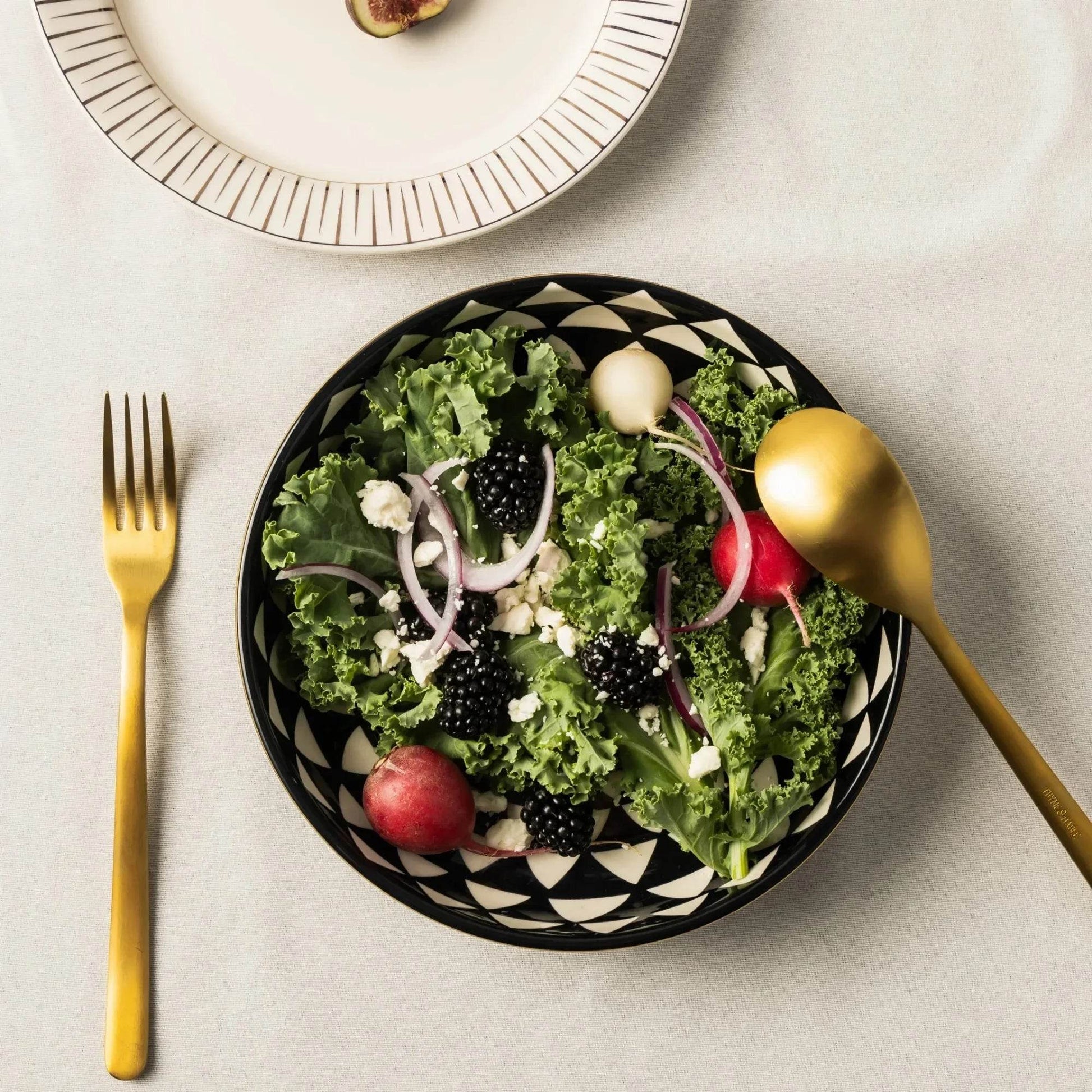 Premium Black White Ceramic Bowls 4-Pack - Loft&Timber