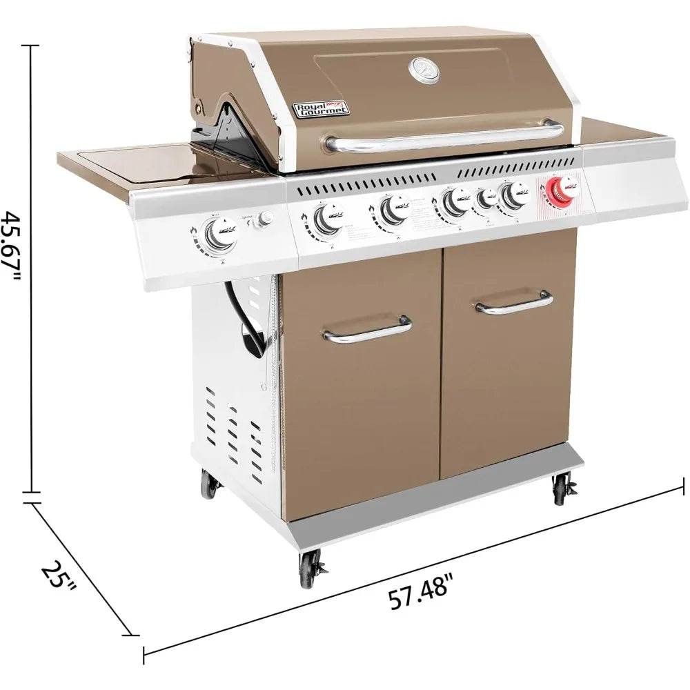5-Burner Propane Gas Grill by Royal Gourmet GA5403C, Outdoor BBQ Grill with Side Burner, Warming Rack, 74,000 BTUs and 73 Square