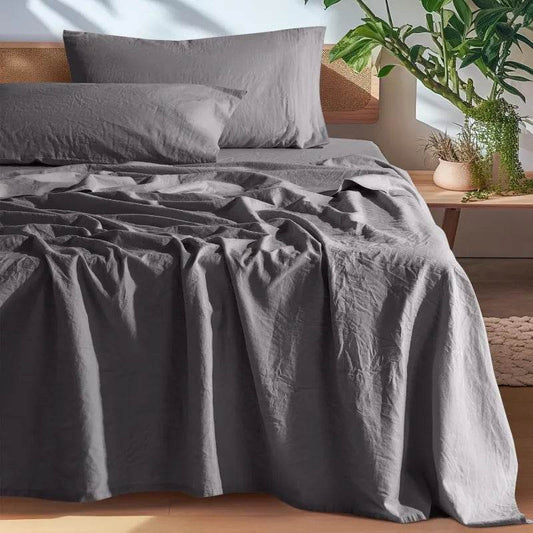 100% French Pure Linen Sheets, Breathable and Durable Line Queen Size Sheets - Loft&Timber