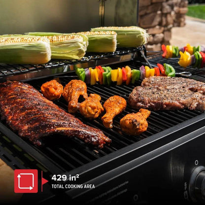 Nexgrill 3-Burner Propane Gas Grill with Side Shelves, 27,000 BTU Output, Stainless Steel Hood, Large 429 Square Inch - Loft&Timber