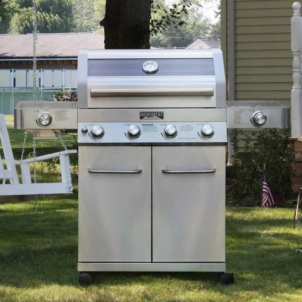 Stainless Steel 4-Burner Propane Gas Grill with Infrared Side Sear and Side Burners - Loft&Timber