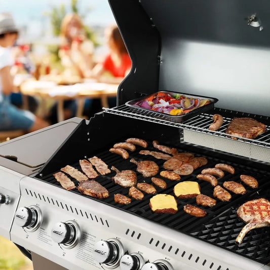 5-Burner Propane Gas Grill by Royal Gourmet GA5403C, Outdoor BBQ Grill with Side Burner, Warming Rack, 74,000 BTUs and 73 Square