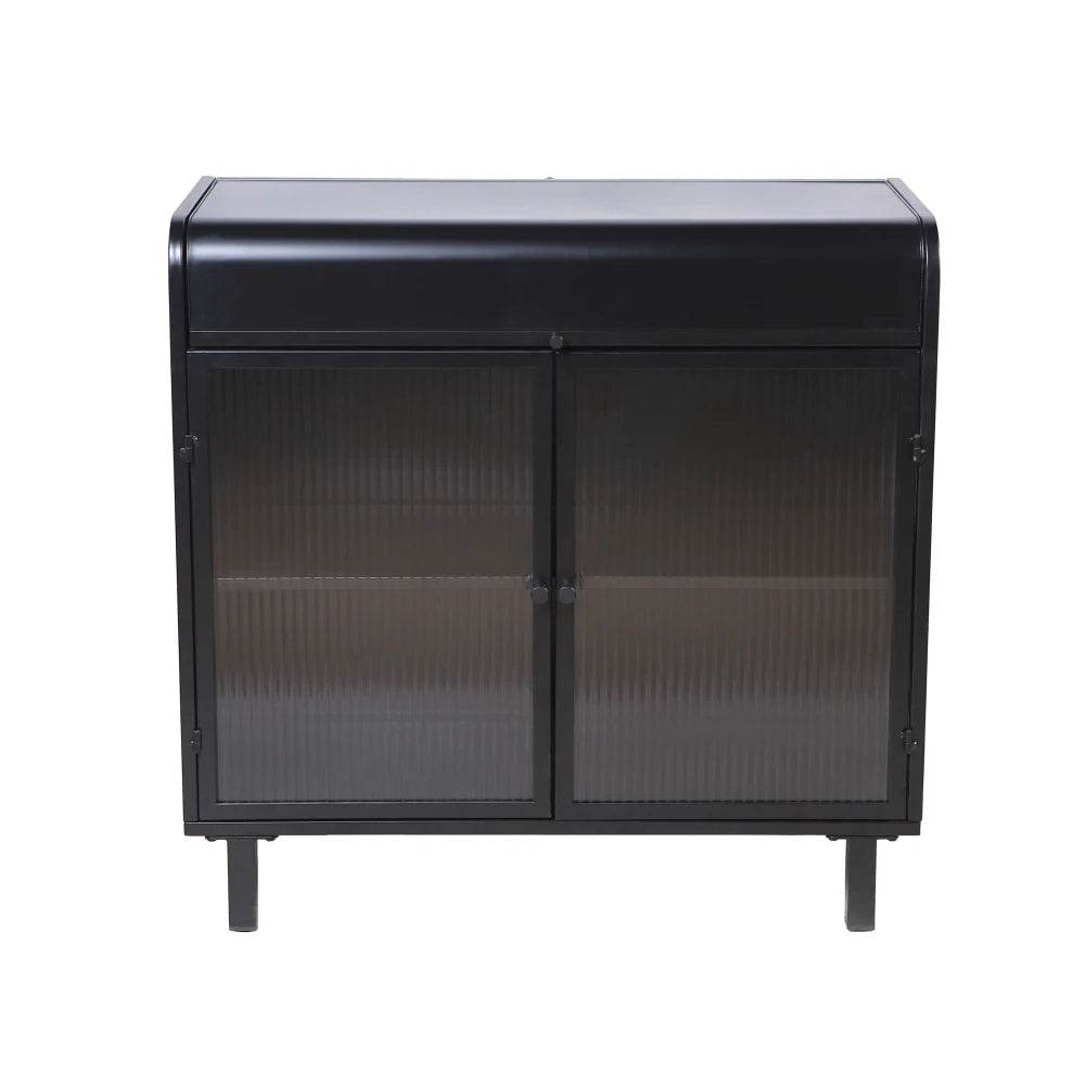 Flip Top Sideboard Buffet Cabinet with Tempered Glass Doors and Inner Shelves - Loft&Timber