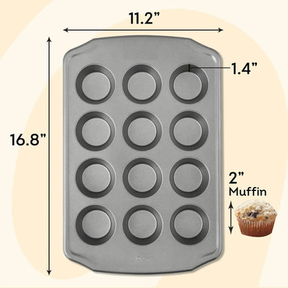 Bake It Better Non-Stick Muffin Pan, Steel, 12-Cup Cupcake Pan - Loft&Timber