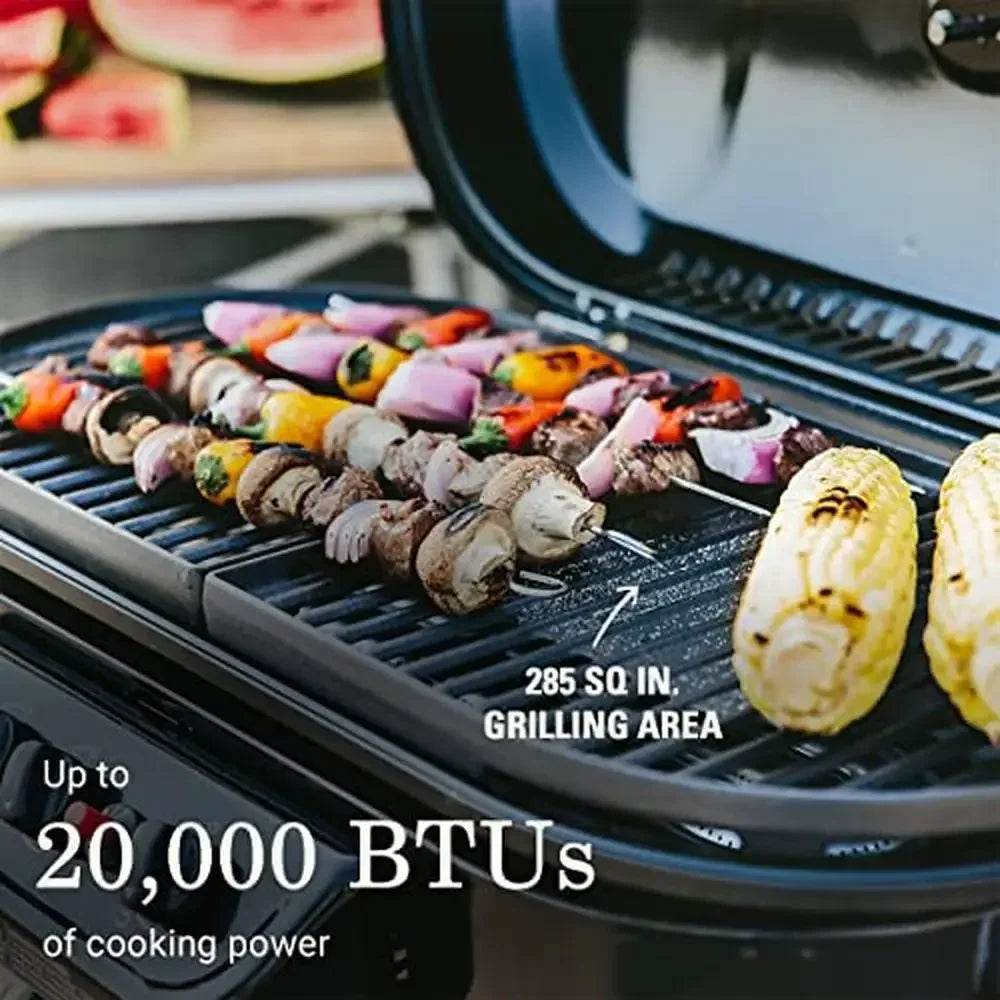 Portable Stand-Up Propane Grill with 3 Adjustable Burners & Instastart Push-Button Ignition 20,000 BTUs 285 sq.in. - Loft&Timber