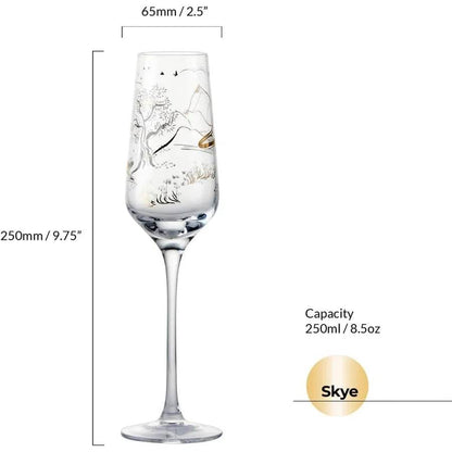 Skye Handmade Champagne Flutes with Hebridean Design 8.5 oz - Loft&Timber