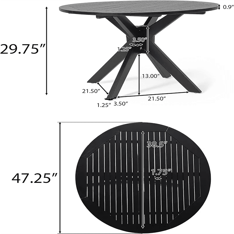Sandee Dining Table, Round, Black - Loft&Timber