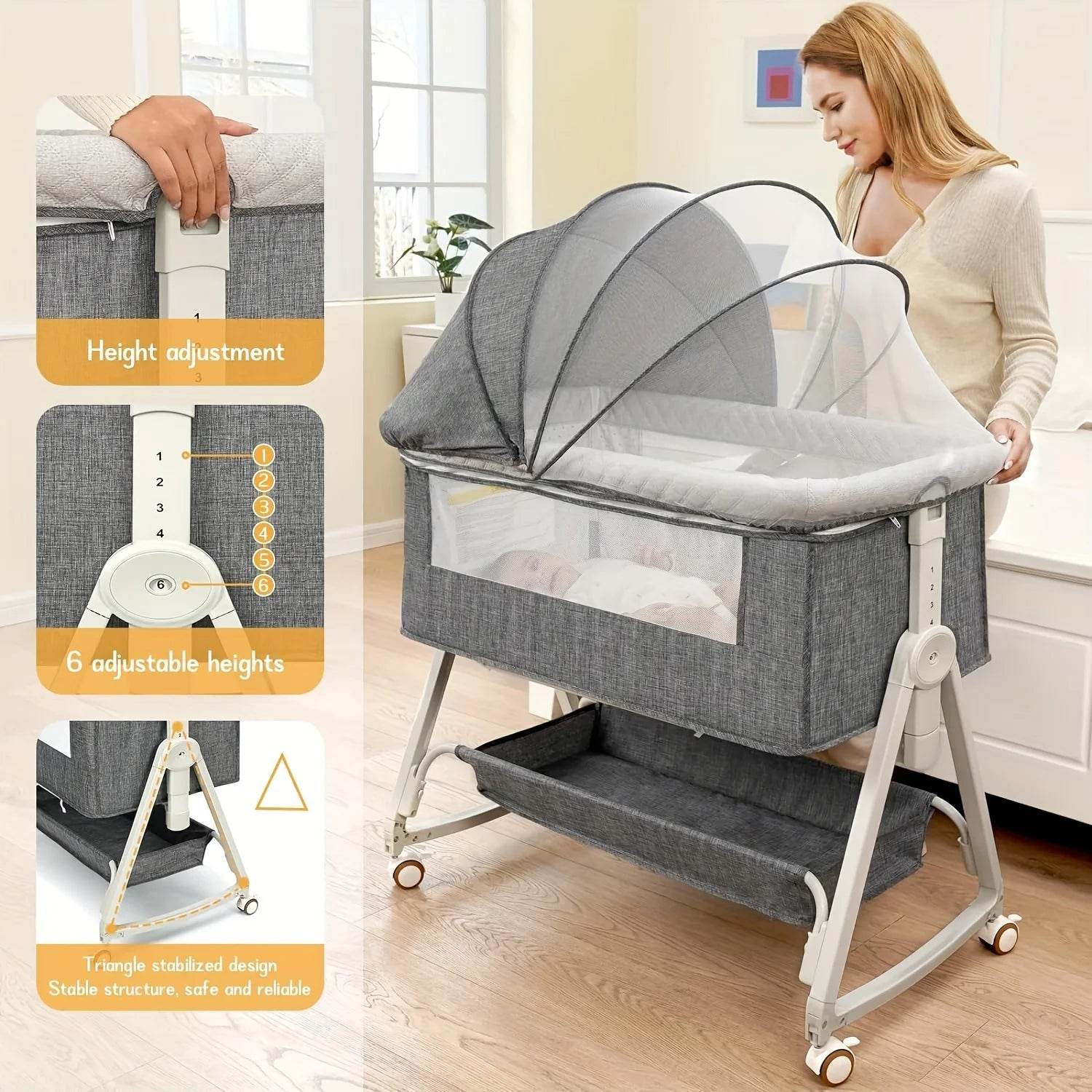 Baby Bassinet, Bedside, 3 in 1 - Loft&Timber