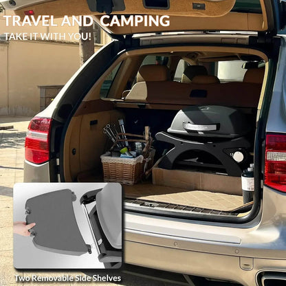 Propane Gas Grill, Portable Tabletop Barbecue Grill with Cart for Patio, Camping, Travel - Loft&Timber