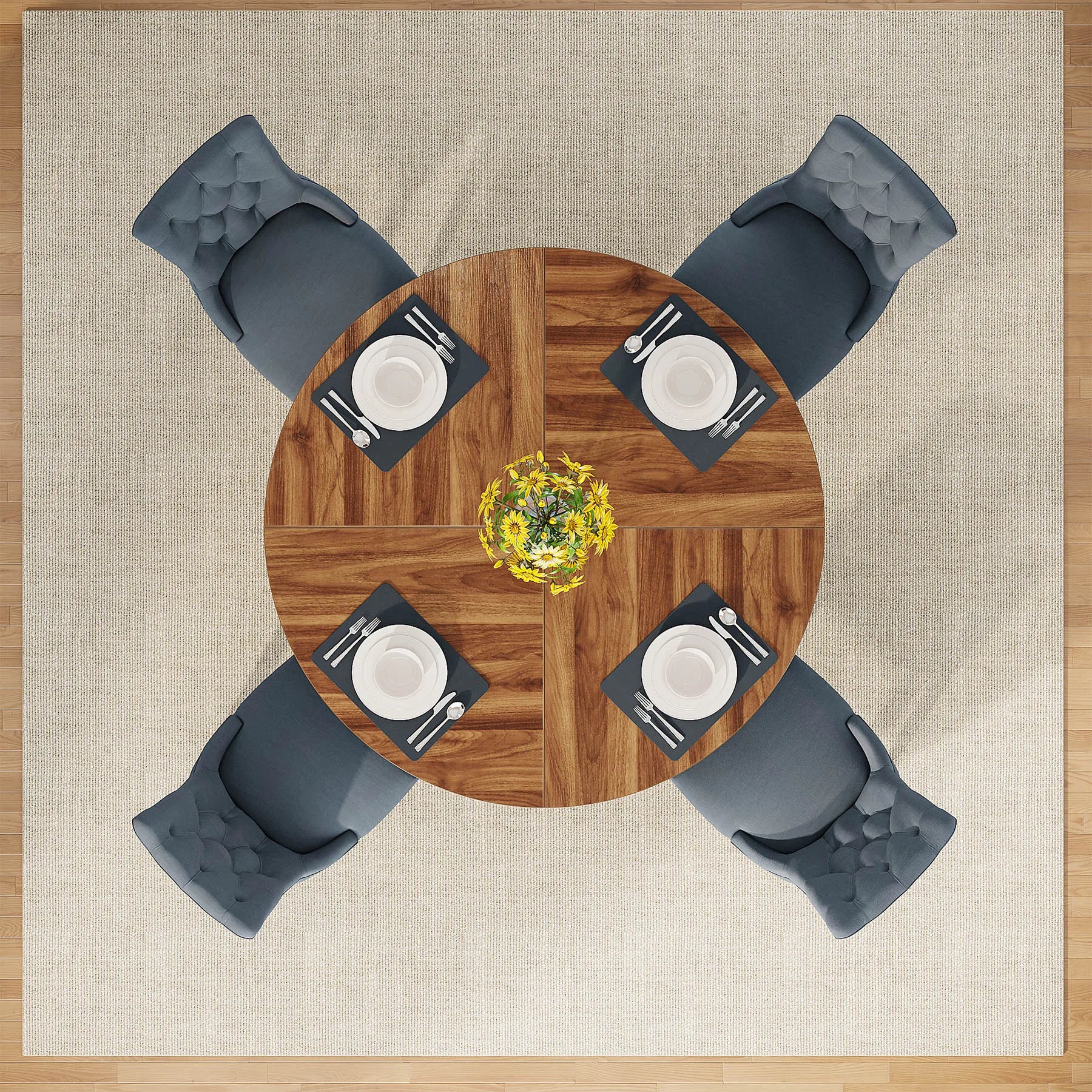 Tribesigns Round Dining Table for 4, 47" - Loft&Timber