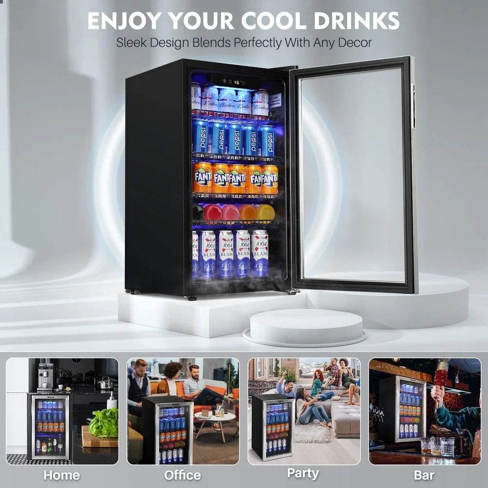 Beverage Refrigerator 120 Can Mini Fridge with Temperature Control - Loft&Timber
