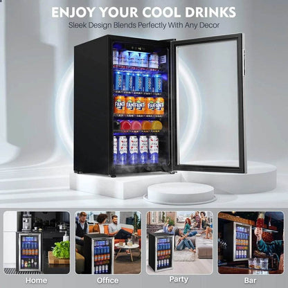 Beverage Refrigerator 120 Can Mini Fridge with Temperature Control - Loft&Timber