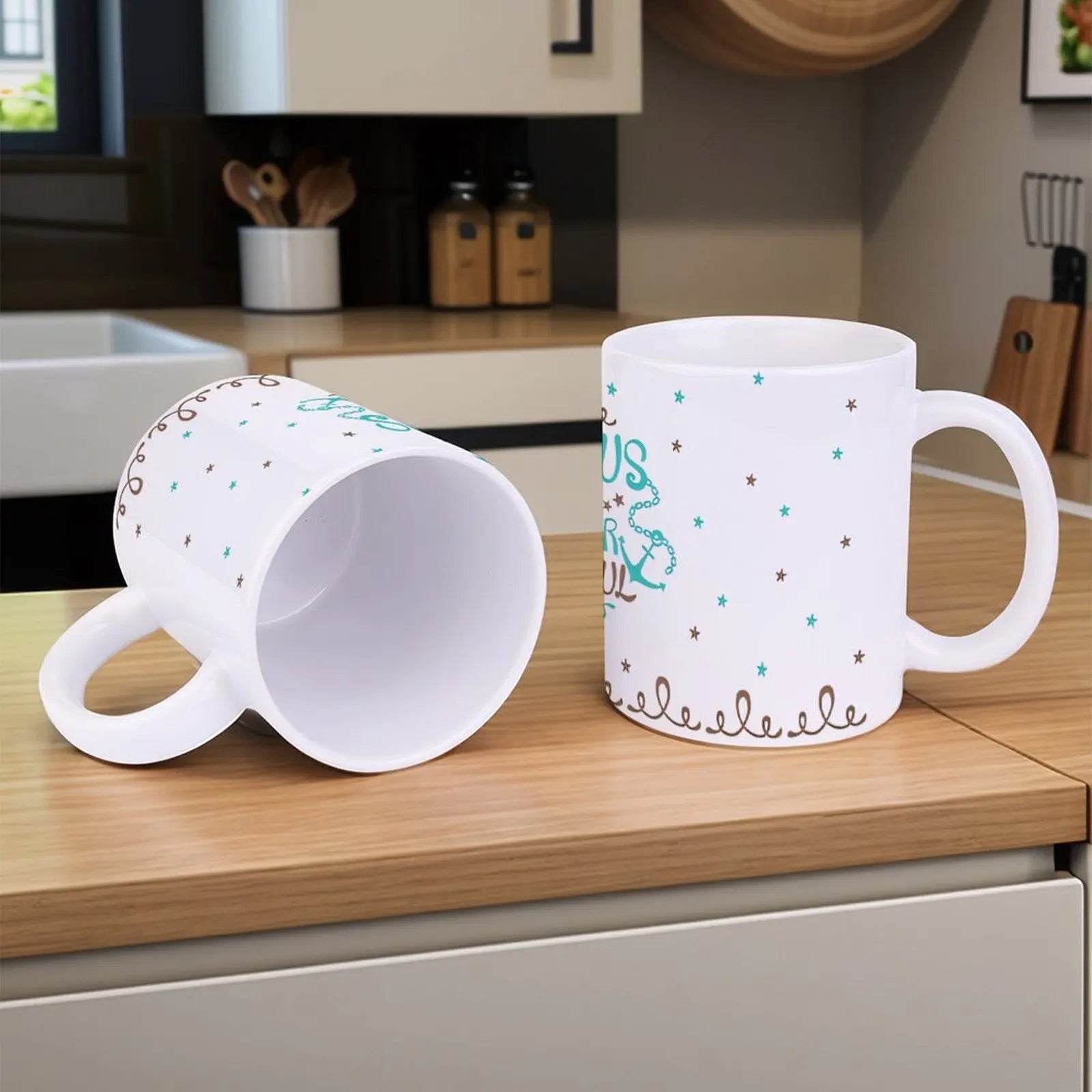 The Word Jesus Surrounded By Butterflies And Leopard Print Ceramic Coffee Mug Bible Verse Cup, 330ml Drinkware - Loft&Timber