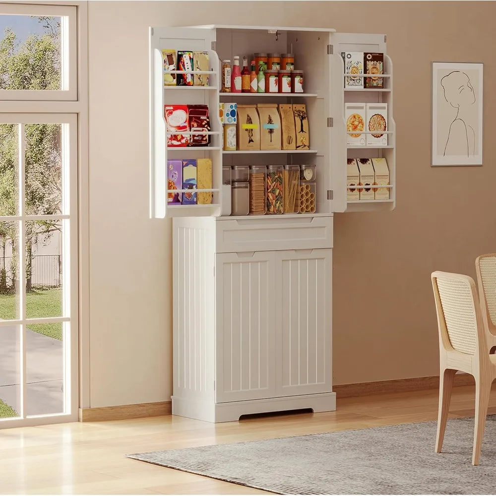 71" Tall Kitchen Pantry Cabinet with Doors and Shelves - Loft&Timber