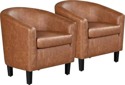 PU Leather Accent Chairs, Modern Barrel Chairs Side Chairs - Loft&Timber