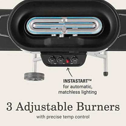 Portable Stand-Up Propane Grill with 3 Adjustable Burners & Instastart Push-Button Ignition 20,000 BTUs 285 sq.in. - Loft&Timber