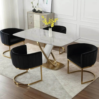 Dining Chairs Set of 4, Velvet with Metal Frame - Loft&Timber