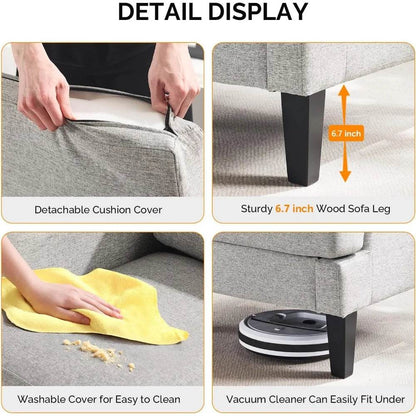 Linen Fabric Accent Chair Grey - Loft&Timber