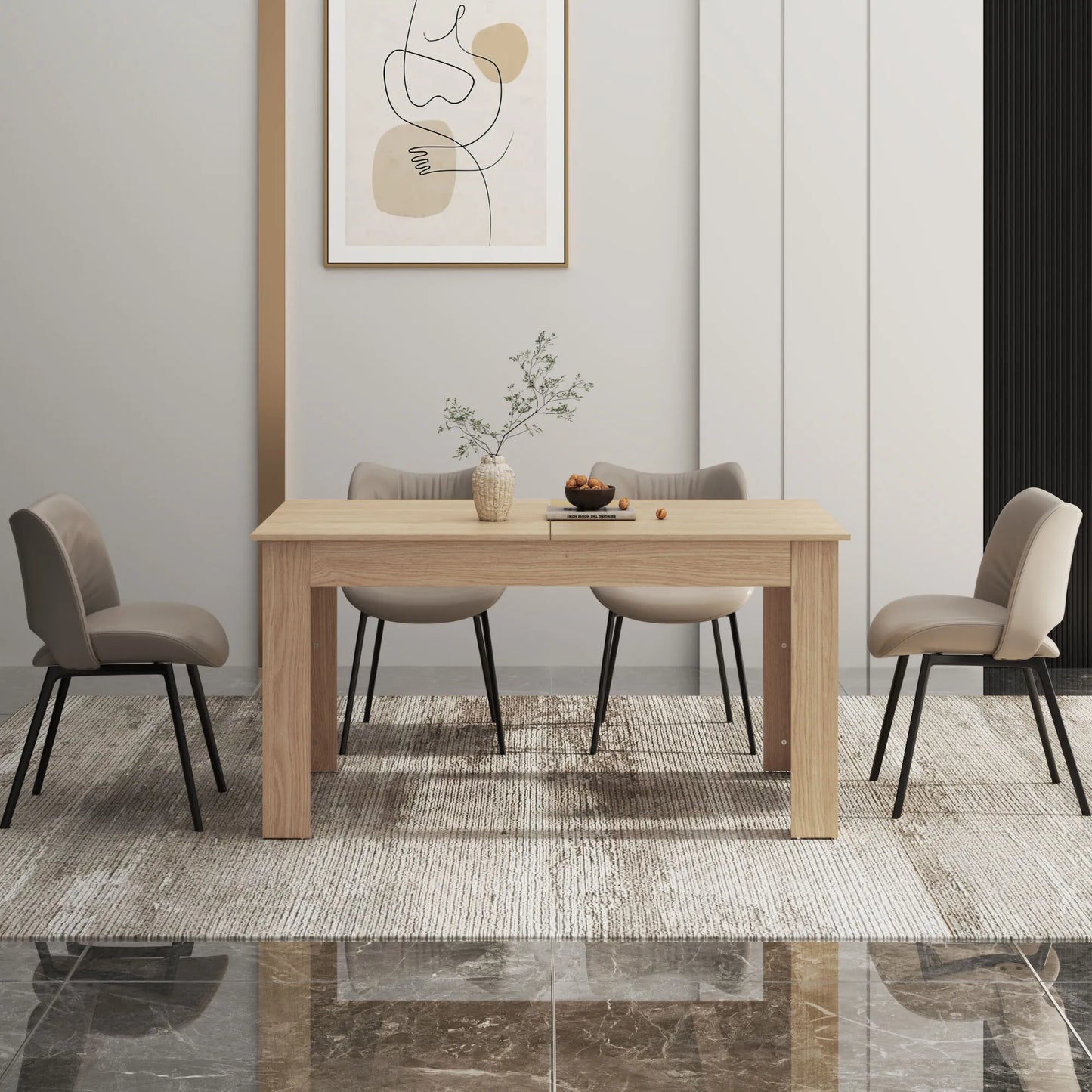 35" Extendable Wooden Dining Table - Loft&Timber