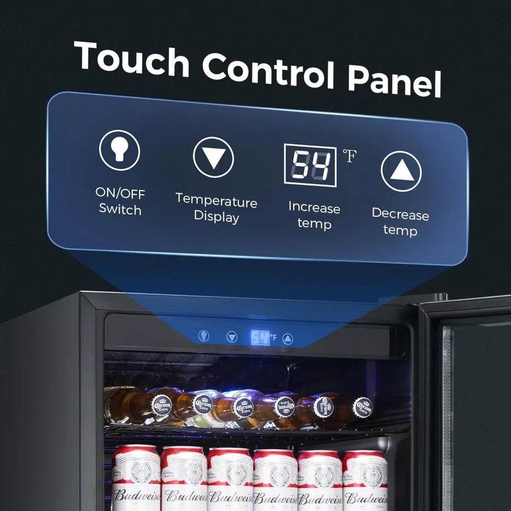 4.5 Cu.ft Beverage Refrigerator and Cooler, 145 Can Mini Fridge Glass Door,Digital Temperature Display - Loft&Timber