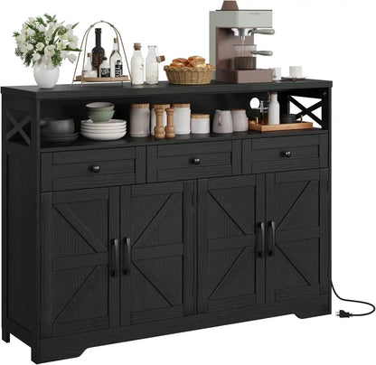 Vabches Sideboard Buffet Cabinet with Drawers & Charging Station - Loft&Timber