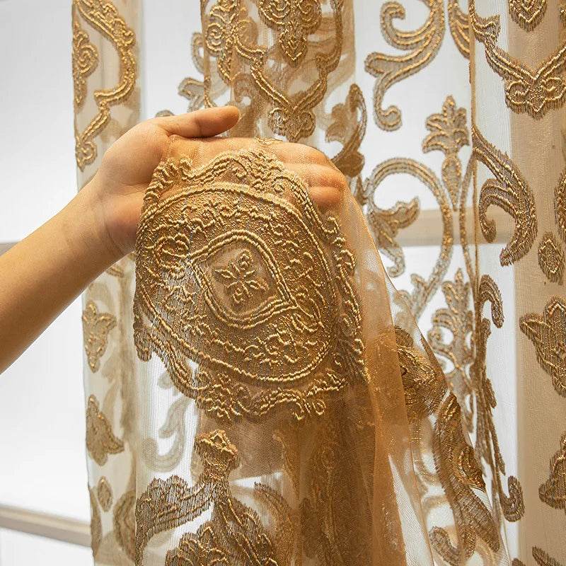 Modern Minimalist Jacquard Golden Sheer Curtains - Loft&Timber